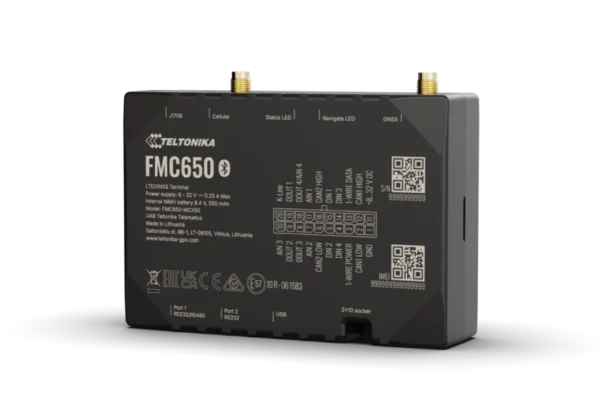 Teltonika Gps Tracker FMC650 - 4G Συσκευή εντοπισμού με 2 SIM και RS232 4G LTE Cat 1 για προηγμένες εφαρμογές και εξωτερικές κεραίες